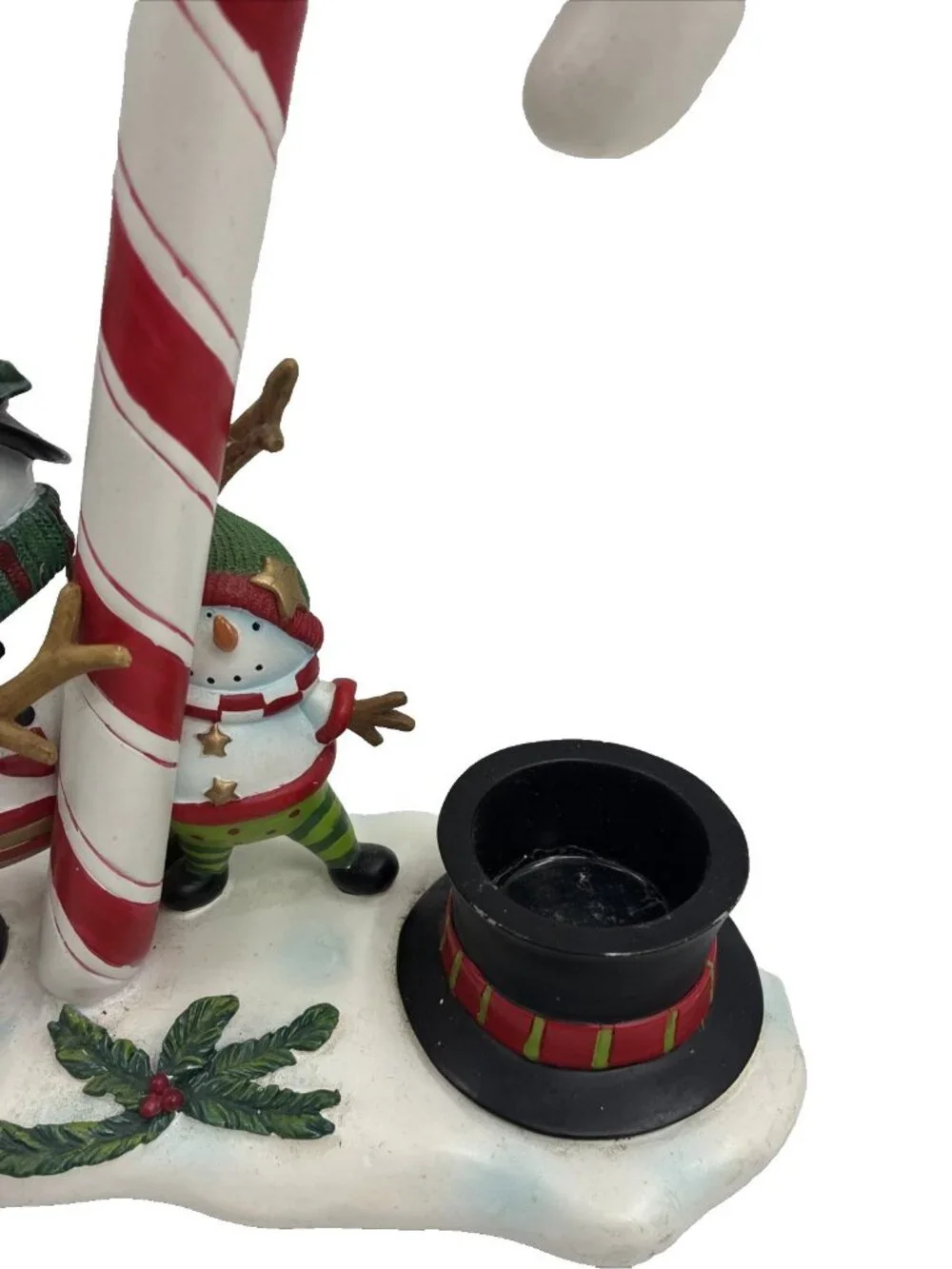 Yankee Candle Snowman Candy Cane Tealight Holder Christmas Decor Holiday